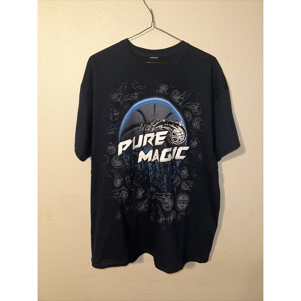 NBA Orlando Magic Basketball T Shirt Black Blue Size X-Large 25x30.5